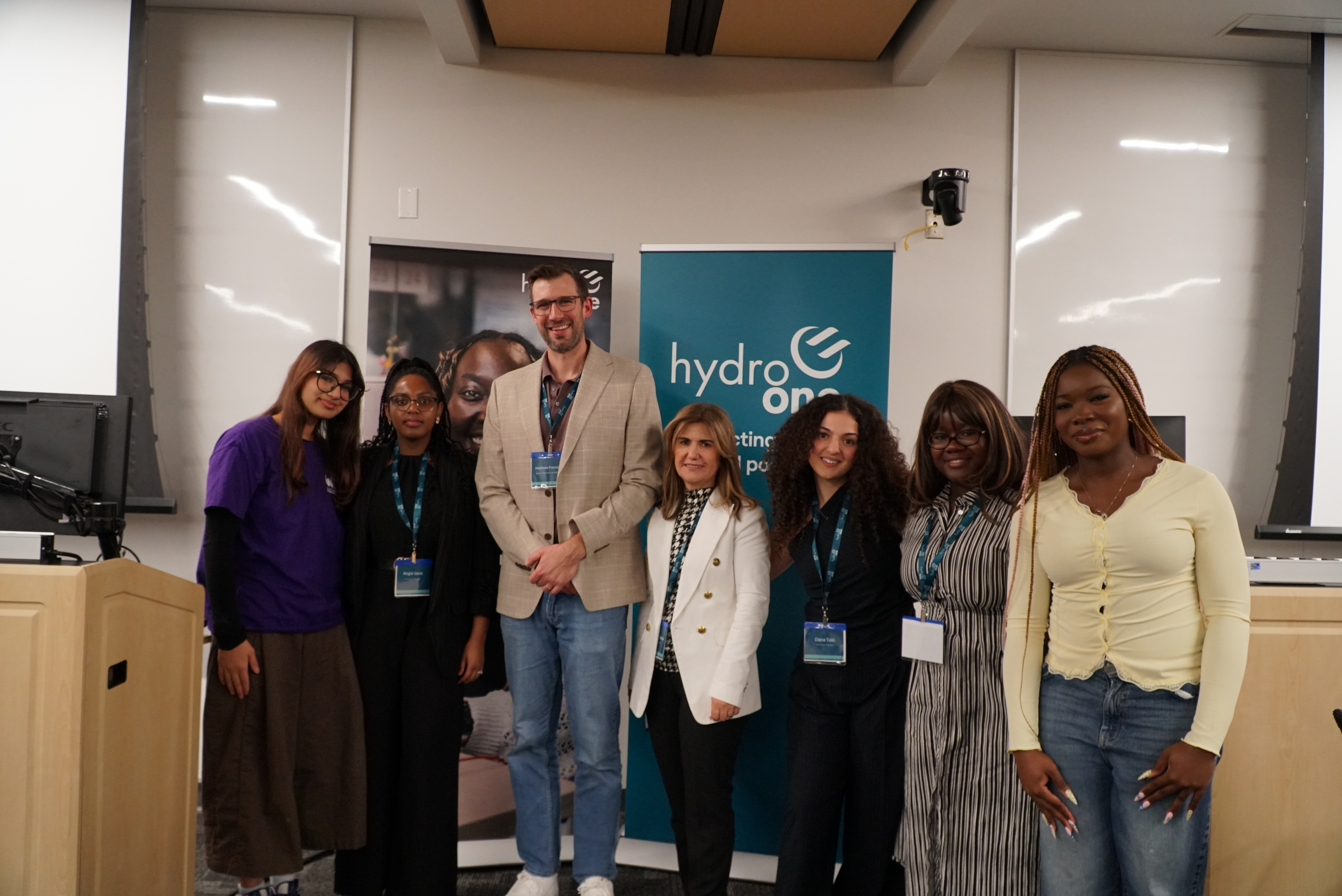 Marwa with fellow panelists at a Hydro One event